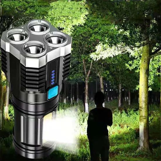 Handheld Emergency Searchlight High Power Four-Cell COB LED USB Rechargeable Flashlight Camping Searchlights Hunting Torch Light - Image 2