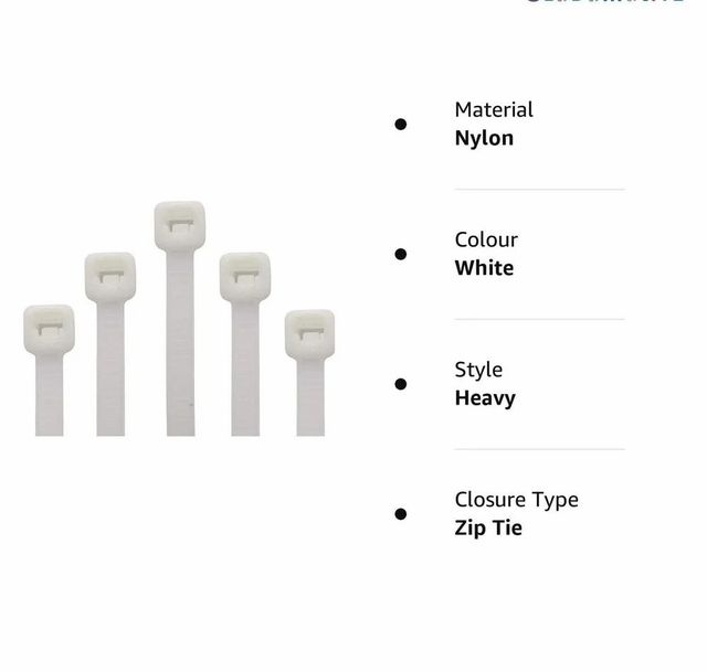 White Pherox Nylon Cable Tie Width 3.6mm Color White Brand Pherox Length 200 mm Material Polyamides Feature UV - Image 3