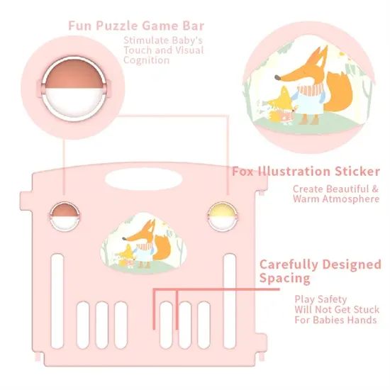 Plastic DIY 10 Panels Kid's Baby Indoor Fences Playpen with Game Gate - Image 3