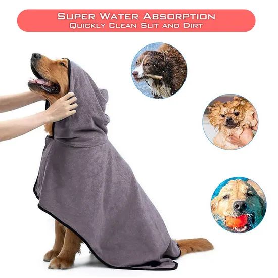 Microfiber Pet Drying Robes Moisture Absorbing Towels Pet Bathrobe - Image 2