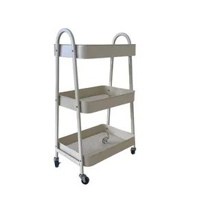 3-Layer Metal Practical Service Cart Rolling Storage Shelf Rack Storage Cart Design - Image 1