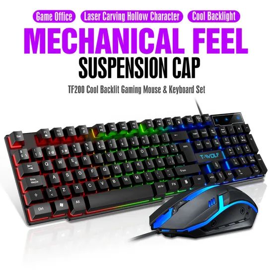 Wireless Gaming Keyboard and Mouse Combo RGB Backlit Mechanical Feel Keyboard - Image 1