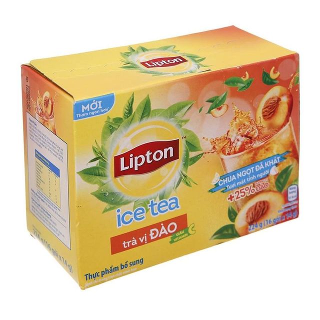 Li-pton Iced Tea Peach Flavor 224g (16 packs x 14g) Content tea Packaging Box Type Herbal Tea Address Vietnam Storage Type - Image 1