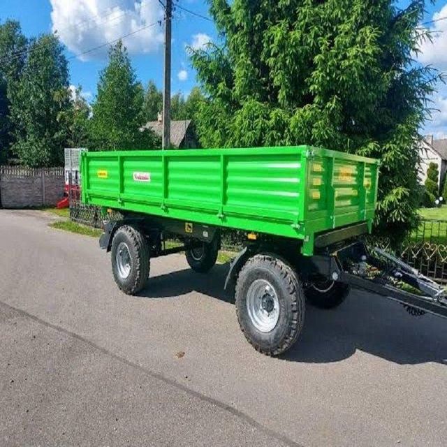 Hydraulic Back Dump Farm Trailer Livestock Hauler Utility Trailer with Wire Mesh Side Rails - Image 1