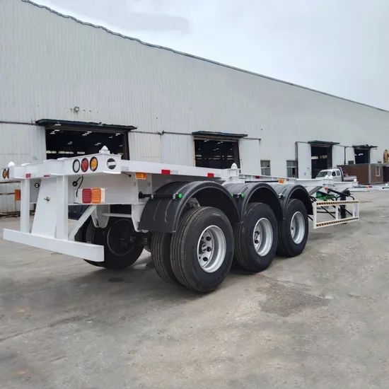 Durable 3-Axle 20FT 40FT Shipping Chassis Semi Trailer Tread 1820mm Shape Flatbed Condition New Material Steel Origin - Image 1