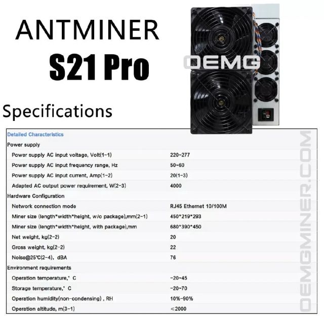 US New Bitmain Antminer S21 Pro 234T 3510W Bitcoin BTC ASIC Miner Ready Stock - Image 5