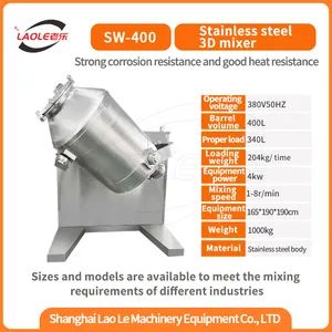 Sw-400 3D Industrial Grade Dry Powder 3D High Efficiency Drum Mixer - Image 3