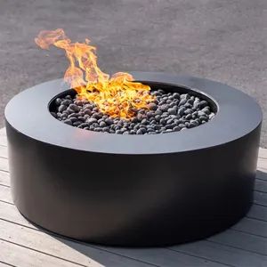 Outdoor Round Fireplace Powder Coated Metal Propane Fire Pits 18" High - Image 4