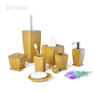 Square Bamboo Bath Accessory 7 Sets - Image 4