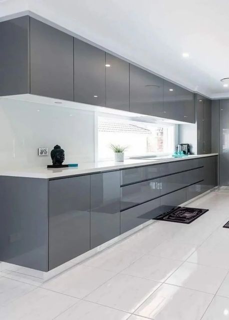 HDHMR Modern L Shape Modular Kitchen Material HDHMR Construction Modern Door Finishing Glossy Kitchen Design L-Shape Durability - Image 1