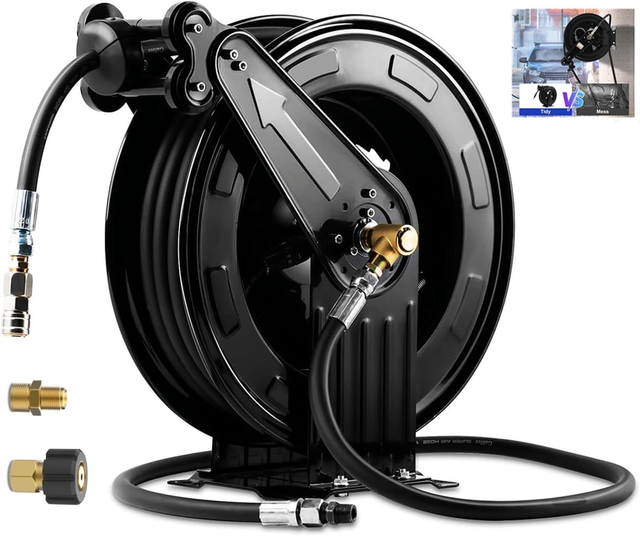 Heavy Duty 50ft Retractable Hose Reel for Oil/Air/Water 4000 PSI - Image 1