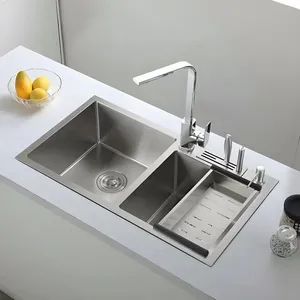 Hand Made Corner Kitchen Sinks Stainless Steel 304 MOQ Not Color Black Shape Square Model NO. VBT Trademark Vibetop Style With Faucet - Image 2