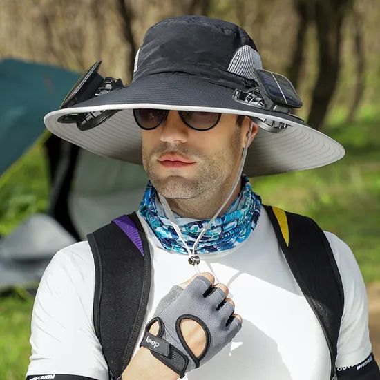 Removable Solar Charging Fan Outdoor Sunshade Cap - Image 3
