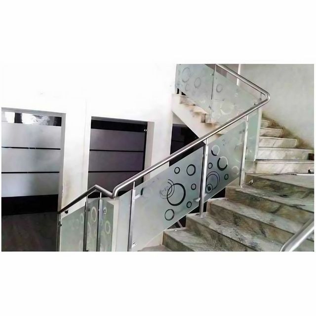 Stairs Glass Railing Design Cable Position Stairs Glass Type Tempered Glass Mounting Type Floor Mounted Railing Height 2 to 2.5 - Image 1