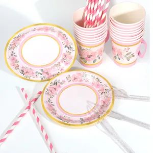 Disposable Party Paper Plate Napkins Tableware Dinnerware Set - Image 5