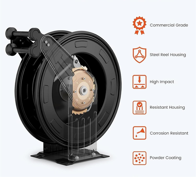 SOFT Heavy Duty 50ft Retractable Hose Reel for Oil/Air/Water 4000 PSI - Image 2