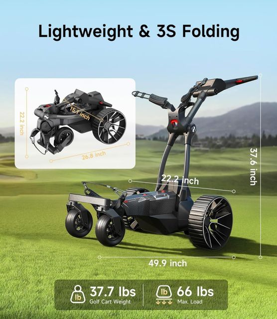 NAVEE Birdie 3X Auto Follow Electric Golf Push Cart Remote Foldable - Image 2