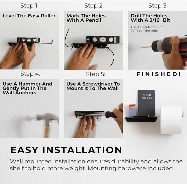 Iron Toilet Tissue Paper Holders Color Black Construction Type Unibody Mounting Type Wall Mounted Finish Matt, Sleek Matte - Image 6