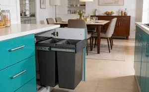 Tekey Household Lid Pull-out Hidden Built-in Square Waste Storage Bin Kitchen Storage Large Capacity Kitchen Sorting Garbage Bin Plastic Dustbins - Image 2