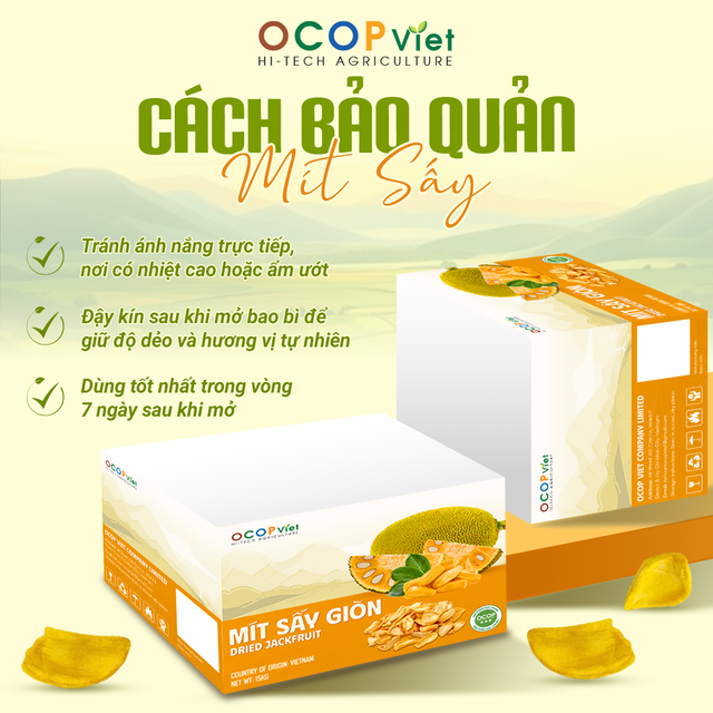 Mít sấy giòn - Crispy Dried Jackfruit Brand Name OCOP Viet Place of Origin Vietnam Packaging Details - Image 3