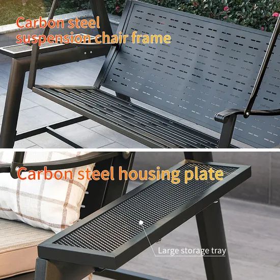 New Simulated Straw Canopy Aluminum Frame Rustproof Outdoor Patio Swings Bed - Image 6