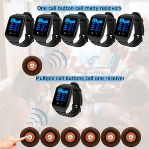 Waiter Call System 4 Watch Pager Receivers 40 Table Call Buttons Wireless Restaurant Call System Customer for Cafe SPA Hotel - Image 1