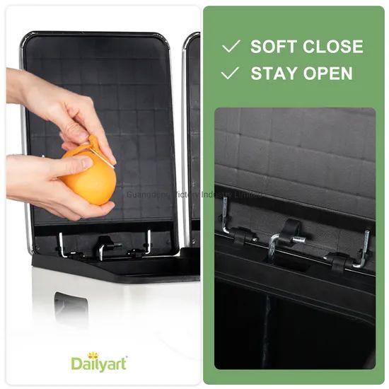60L 2-Compartment Pedal Trash Can Stainless Steel Pedal Trash Can Foot Step Garbage Recycle Dustbin - Image 4