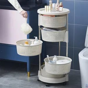 Plastic Kitchen Storage Cart 5-Layer Rotating Food Storage Rack - Image 5