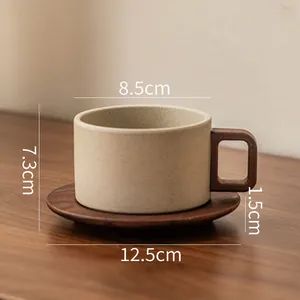 Vintage Rustic Ceramic Coffee Cup and Saucer Set Drinkware Pieces Sets Trademark NO Origin China Logo Customed Material Ceramic - Image 6