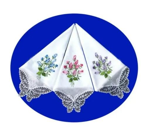 100% Cotton Handkerchiefs with Embroidery - Image 3