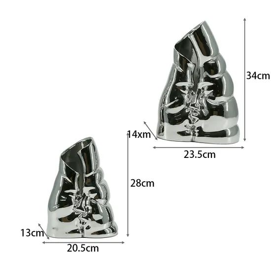 New Luxury Electroplated Silver Ceramic Metal Crafts Hotel Home Decoration Ornaments Vase - Image 5