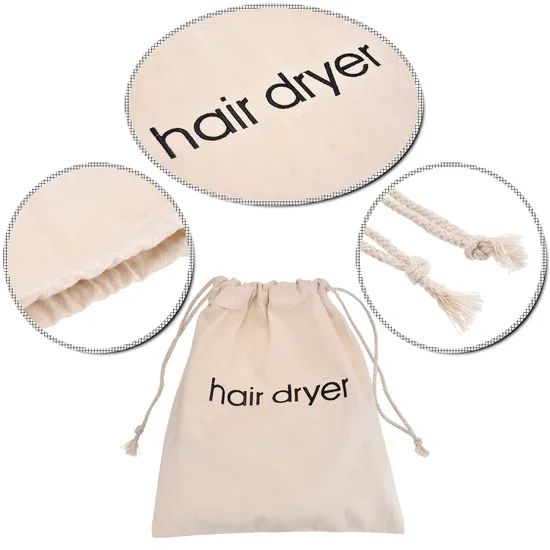 Custom Logo Silk Screen Print Organic Cotton Muslin Bags Double Shopping Pouch Canvas Drawstring Bag Dust Bag - Image 4