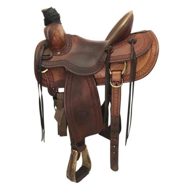 Genuine Buffalo Leather Horse Saddle - Image 5