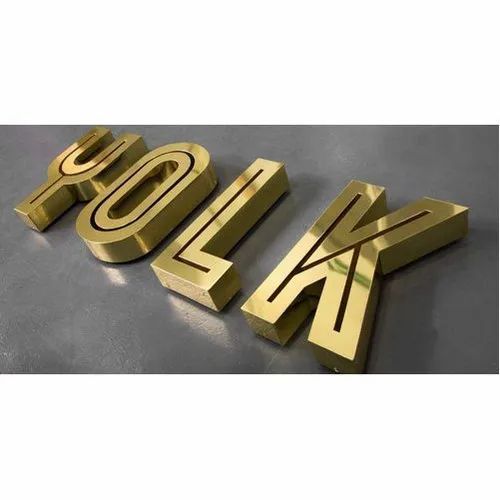 Silver Polished Brass Letters Sign Boards, For Advertisement Grade NA Size ANY Color Silver Features high Material - Image 4