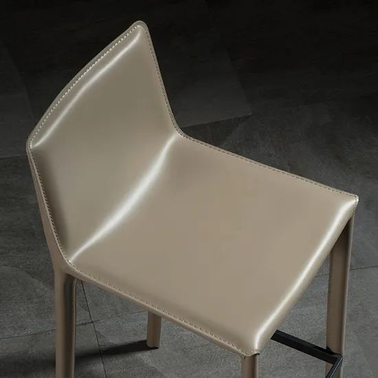 Italian Leather High Back Bar Stool with Backrest - Image 1