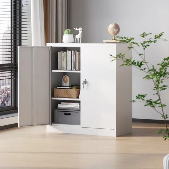 Office File Cabinet 2 Swing Door Steel Filing Small File Storage Cabinet - Image 1