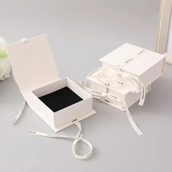 Ring Earring Necklace Jewelry Gift Storage Packaging Paper Box with Satin Ribbon - Image 2