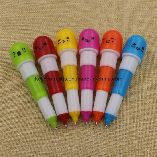 Promotional Custom Plastic Retractable Pill Ball Point Pen Color Black Size 58*24mm MOQ 1000piece Net Weight 7.1g Origin Guangdong - Image 1