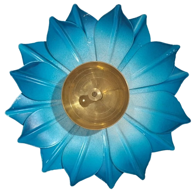 Power coating colour Metal Lotus Flower Diya, For Temple Price 75 Rupee Diya Shape Lotus Colour Blue (Base) Item Material - Image 1
