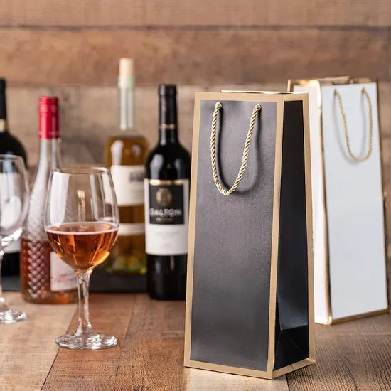 Customized Reinforced Bottom Wine Cardboard Packing Tote Paper Bags - Image 3