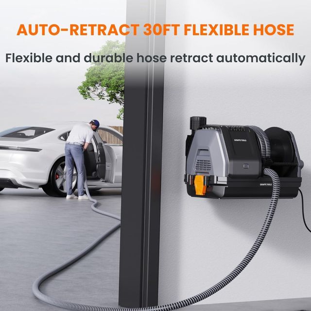 Giraffe Tools Wet Dry Vacuum Cleaner with 30FT Retractable Hose Wall mount 1200W - Image 3