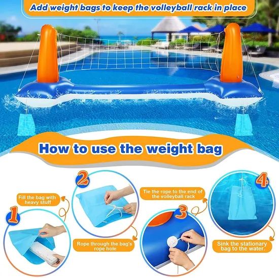 Inflatable Swimming Pool Floating Party Toy Set with Volleyball Net and Basketball - Image 4