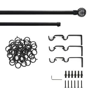 Online Sale Curtain Rods Set Extendable Curtain Rod Origin Cn Shape Round Style Modern Feature Durable Color Customized Rod Diameter 25mm - Image 1