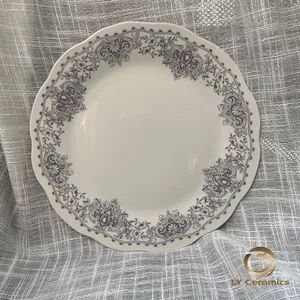 Crown Flower Gary 20PCS Dinner Set Pad Printing Porcelainware Ceramic Tableware Kitchenware - Image 2