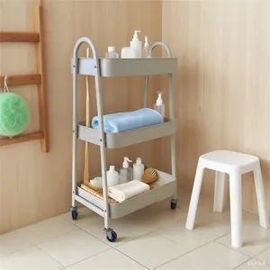3-Layer Metal Practical Service Cart Rolling Storage Shelf Rack Storage Cart Design - Image 6