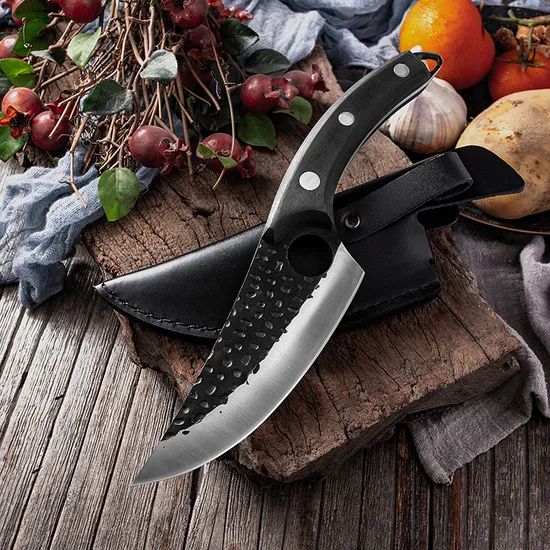 11 Inch Chef Butcher Meat Cleaver Wood Handle Knives with Leather Sheath - Image 3