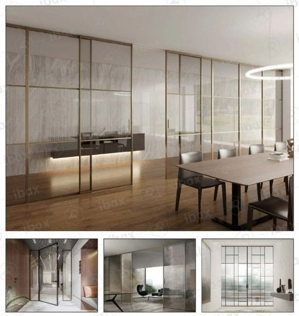 Aluminium Frame Glass Partition Design Plain Thickness 6 mm Finishing Matty Insulation Thermal System Thickness 45mm Partition Style Grid - Image 9