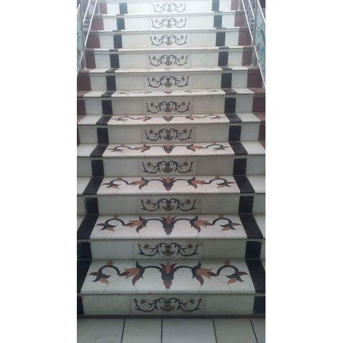 Marble Stairs, Shape: Straight Run Material Marble Pattern Printed Shape Straight Run Dimension 3.5 - 4 ft - Image 1