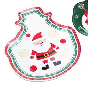 OEM Melamine Candy Food Shallow Plate Christmas Santa Kitchenware - Image 1