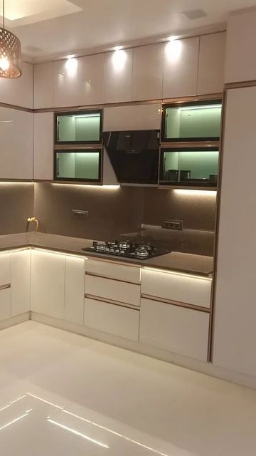 Wooden Modular Kitchen Colour Blue Material Wooden Appearance Modern Kitchen Shape L Shape Kitchen Design Straight Accessories Handle & - Image 1
